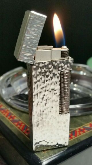 Newly Serviced With Dunhill Silver Plated Bark Rollagas Lighter