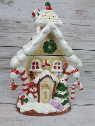 Vintage Gingerbread House Christmas Ceramic Candy/cookie Jar