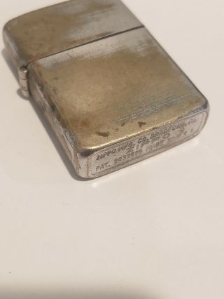 1947 3 Barrel Vintage Zippo Lighter Chrome Over Nickle Silver Nickle Insert Rare