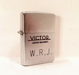 Vintage 1950 Zippo W/ Victor Adding Machine Advertising Lighter Rare