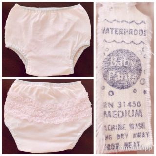 Vintage Baby Pants Waterproof Diaper Cover Pink Ruffle Pull - Up