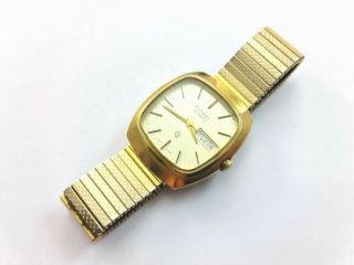 Retro Rotary Quartz Gents Gold - Plated Wristwatch Day/date Swiss Made Gc