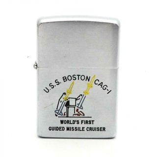 Vintage 1957 Zippo Lighter Uss Boston Cag - 1 Guided Missile Cruiser -