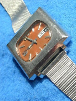 Vintage Seiko 5 6119 - 5400 Automatic Brown Dial Day Date Ss 21 Jewels