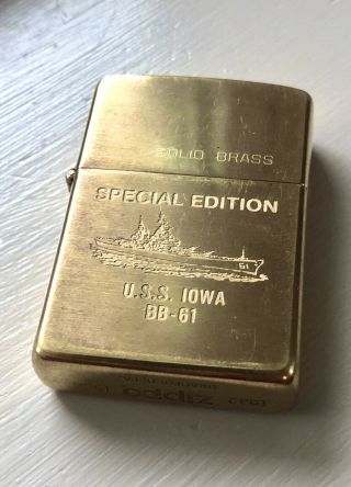 Vintage Zippo Lighter 1932 - 1984 (uss Iowa Bb - 61) Solid Brass,  Special Edition