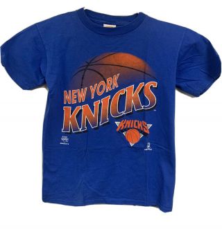 Vintage Nutmeg York Knicks Nba Basketball Blue T Shirt Size Xl Made In Usa