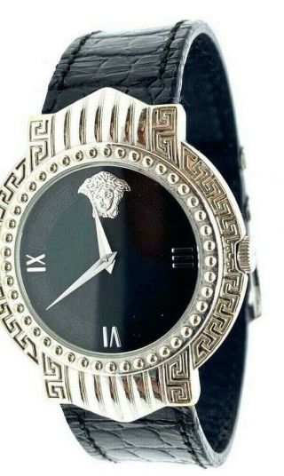 Signature Medusa Gianni Versace White Gold Plated Stainless Steel Ladies Watch