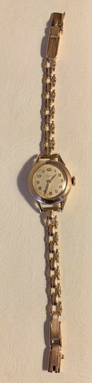 Vintage Ussr Soviet Zaria Solid 14k Rose Gold Women Watch 1950 - 60’s Rare Antique