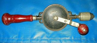 Vintage Stanley Model 624 " Egg Beater " Hand Crank Drill With 9 Small Bits