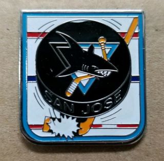 Vintage Nhl San Jose Sharks 1991 Logo Hockey Large 1 " Metal Enamel Lapel Pin