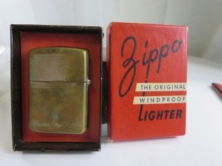 Vintage 1947 Zippo Chrome Cigarette Lighter 3 Barrel Hinge 16 Hole Box E1