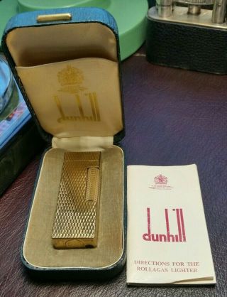 Newly Serviced,  Boxed Dunhill Gold Diamond Rollagas Lighter