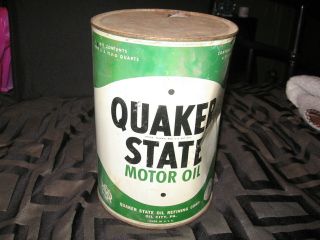 Vintage 5 Quart Quaker State Steel Oil Can 100 Pennsylvania Crude Decoration