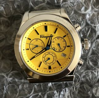 Salvatore Ferragamo Chronograph Men’s Watch Ff3030013 - 1898 Yellow And Blue Bands