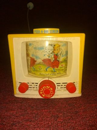 Vintage 1960s Fisher Price Tv Music Box Mary Had A Little Lamb Peek A Boo Screen