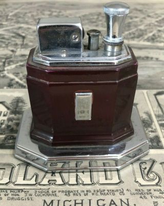 Rare Maroon Art Deco Ronson Octette Touch Tip Lighter - Figure 160 -