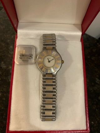 Cartier Must De 21 Authentic Ladies Watch With Box & Links