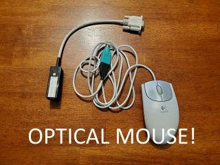 Amiga Atari St Ste Stf Stfm Optical Mouse W/ Adapter And Extension Logitech