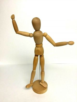 Vintage Artist Mannequin Wooden Poseable Human Figure Articulated 13 " Jointed