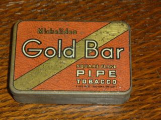 Gold Bar Pipe Tobacco Square Flake Michelides Perth Australia 2oz Tobacco Tin