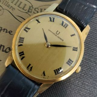 Vintage 1960 ' s Universal Geneve 1 - 42 Ultra Slim Gold Watch 2