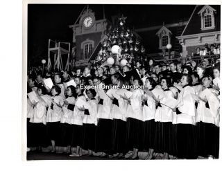 Vintage Disneyland Christmas Choir Main Street Photo 8 " X10 " Railroad Station