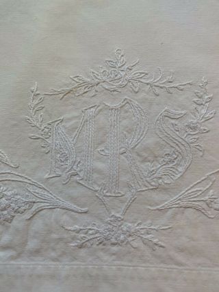 Vintage Mr.  & Mrs Embroidered Pillow Cases Set Of 2 White Crochet Edge