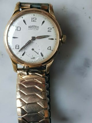 Vintage Roamer Mechanical Men Wristwatch With Subdial Swiss Made