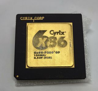 Cyrix 6x86 P200,  Gp 150mhz Core: 3.  52v Vintage Ceramic Gold Processor 1995