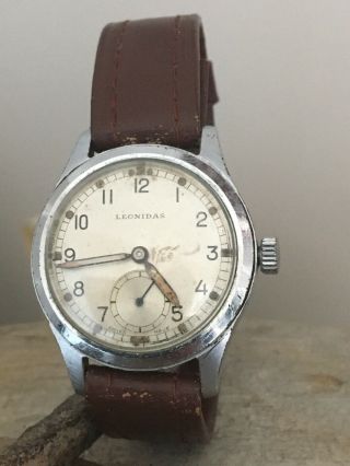 Rare Vintage Leonidas Atp Ww2 Issued Military Old Watch