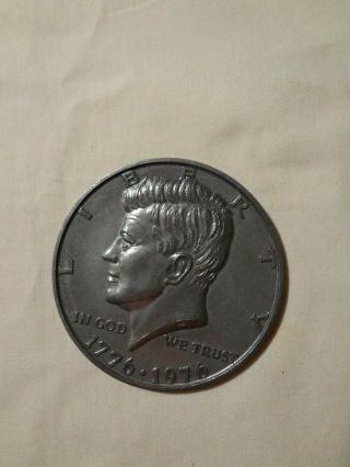 Vintage 1776.  1976 Kennedy Commemorative Half Dollar 3 " Metal Coin Coaster Or P