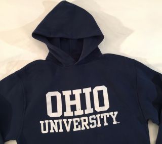 Vintage Ohio University Bobcats Russell Athletic Hoodie Sweatshirt Adult Medium