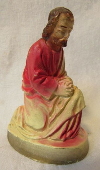 Vtg Mid Century Christmas Manger Nativity Chalkware Chalk Joseph Figurine