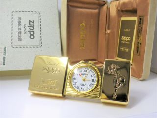 Gold Zippo Windy Time Tank Running Pocket Clock 1994 Rare 600209d03