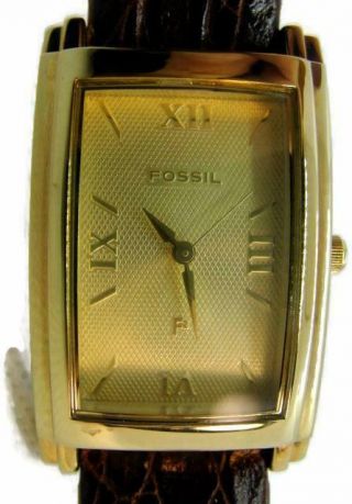 Fossil F2 Quartz Gold Tone Brown Leather Band Wristwatch Nwt Ladies Woman Watch