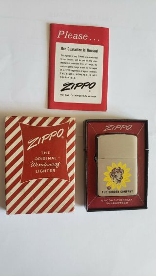 Vintage Zippo Lighter Cow Logo Head Graphic The Borden Company Elsie