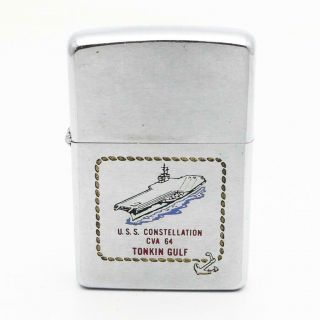Vintage 1969 Factory Vietnam Zippo Lighter Uss Constellation Cvn 64 Tonkin Gulf