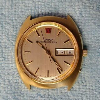 Vintage Omega Megaquartz 32 Khz Swiss Made Gold Plated Watch,  Ships
