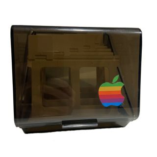 Vintage 80’s 90’s Apple Computer Floppy Disk Storage Box Mac Logo Rainbow Rare