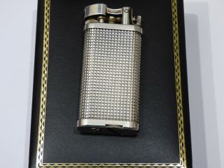 DUNHILL UNIQUE LIGHTER - SILVER PLATED FULL HOBNAIL DESIGN - BOXED 2