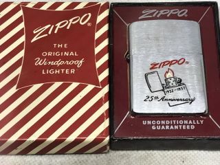 Vintage 1957 25th Anniversary Zippo Lighter Professionally Restored &