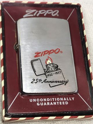 Vintage 1957 25th Anniversary Zippo Lighter Professionally Restored & 2