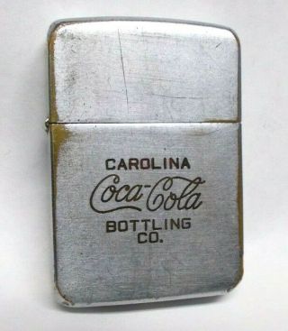 Vintage 1938 - 41 Coca - Cola Carolina Bottling Co.  4 Barrel Zippo Lighter Rare