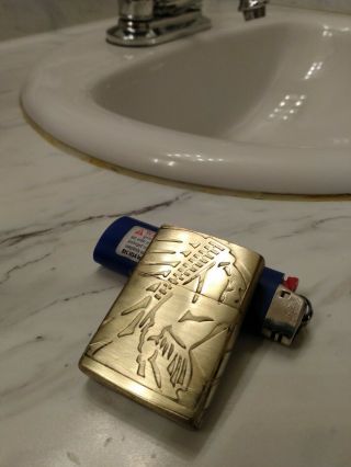 Indian Motorcycles Zippo Lighter Solid Brass Deep Etched Rare Only A Few Made