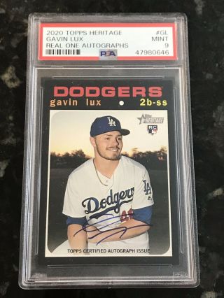2020 Topps Heritage Gavin Lux Real One Autograph Auto Psa 9
