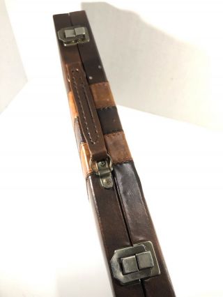 Vintage Brown Backgammon Set Briefcase Faux Leather Travel Case Portable 3