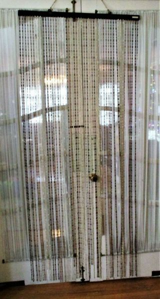 Vintage Textured Plastic Beaded Curtain Room Divider Browns & Tans 36 " W X 72 L