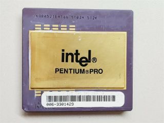 Vintage Intel Pentium Pro Sy034 Gold Top Pinned Ceramic Cpu Processor