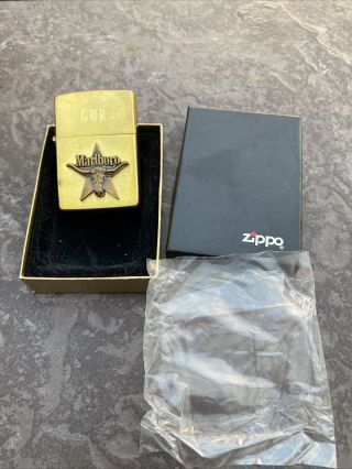Vintage Rare Marlboro Brass Zippo Lighter 1992 Unfired