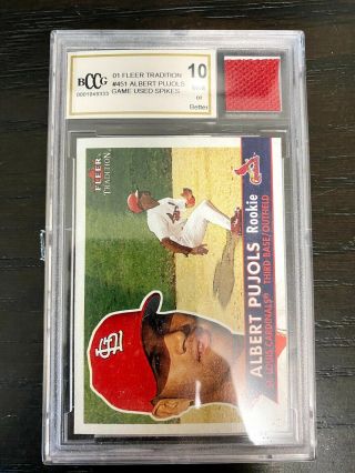 2001 Albert Pujols Bccg 10 Fleer Tradition 451 With Game Spikes